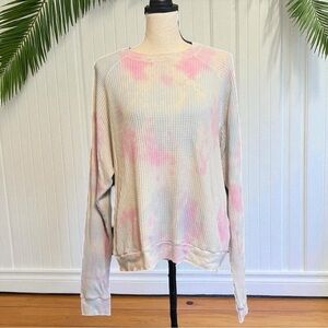 ELECTRIC & ROSE Time To Live Waffle Knit Tie Dye Pullover - M
